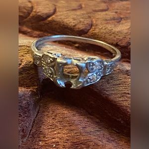 Diamond platinum milgrain raised semi mounting engagement ring.